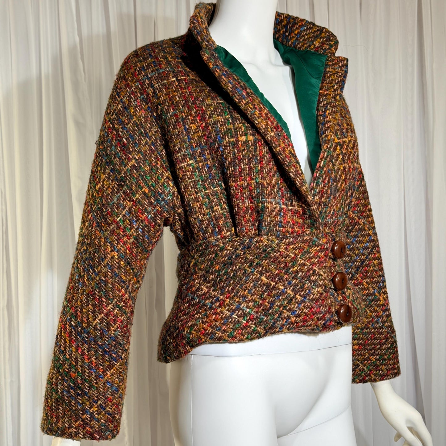 Vintage ARNOLD SCAASI COUTURE Cropped Jacket , 1970s textured wool blazer
