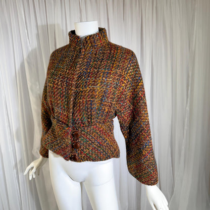 Vintage ARNOLD SCAASI COUTURE Cropped Jacket , 1970s textured wool blazer