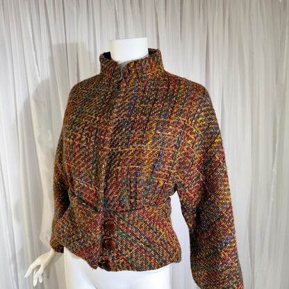 Vintage ARNOLD SCAASI COUTURE Cropped Jacket , 1970s textured wool blazer