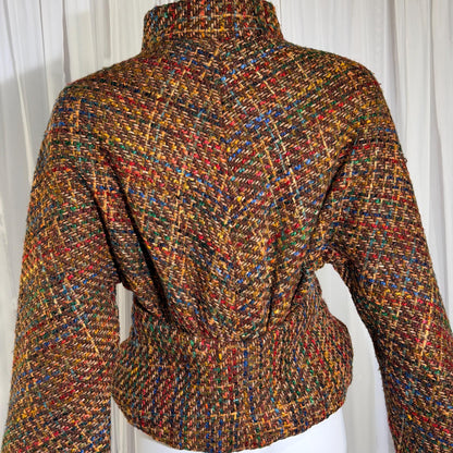 Vintage ARNOLD SCAASI COUTURE Cropped Jacket , 1970s textured wool blazer