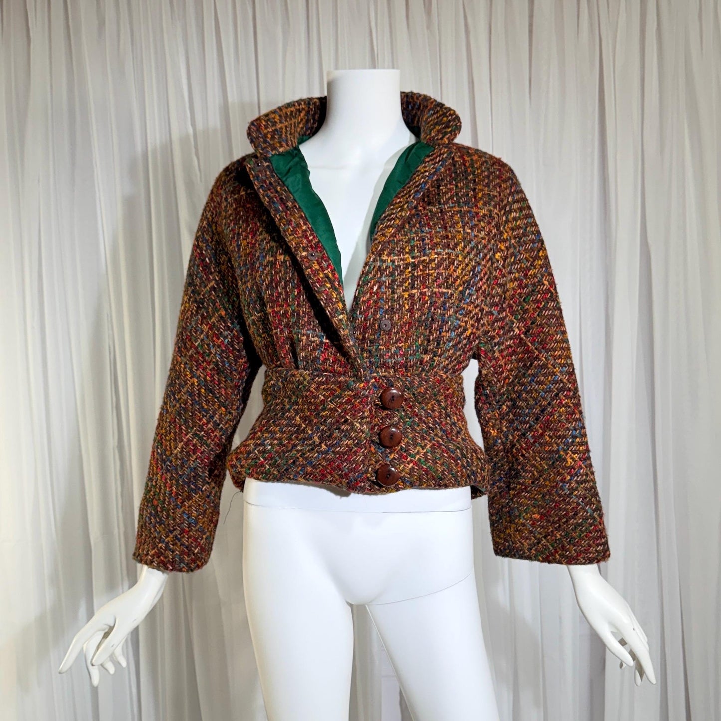 Vintage ARNOLD SCAASI COUTURE Cropped Jacket , 1970s textured wool blazer