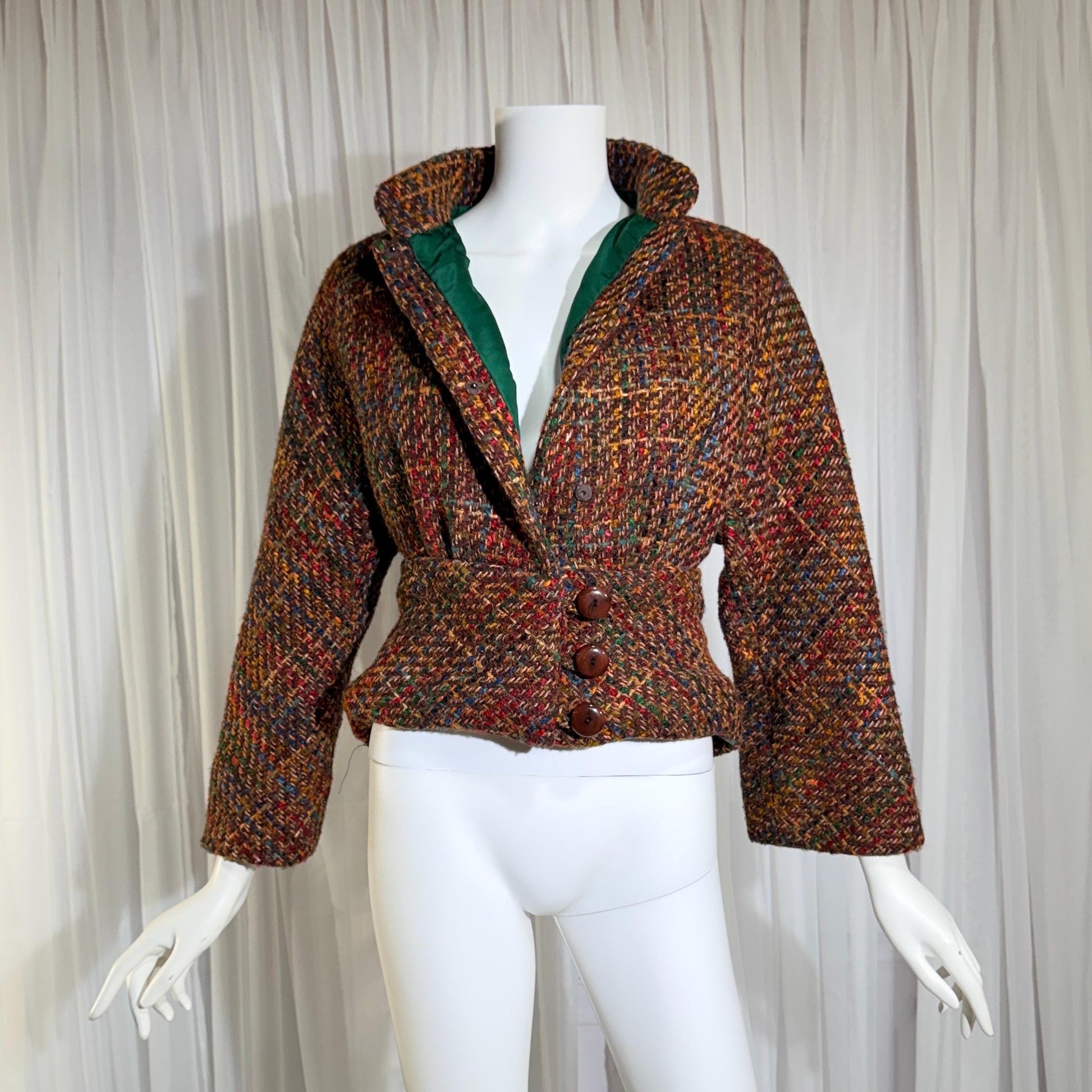 Vintage ARNOLD SCAASI COUTURE Cropped Jacket , 1970s textured wool blazer