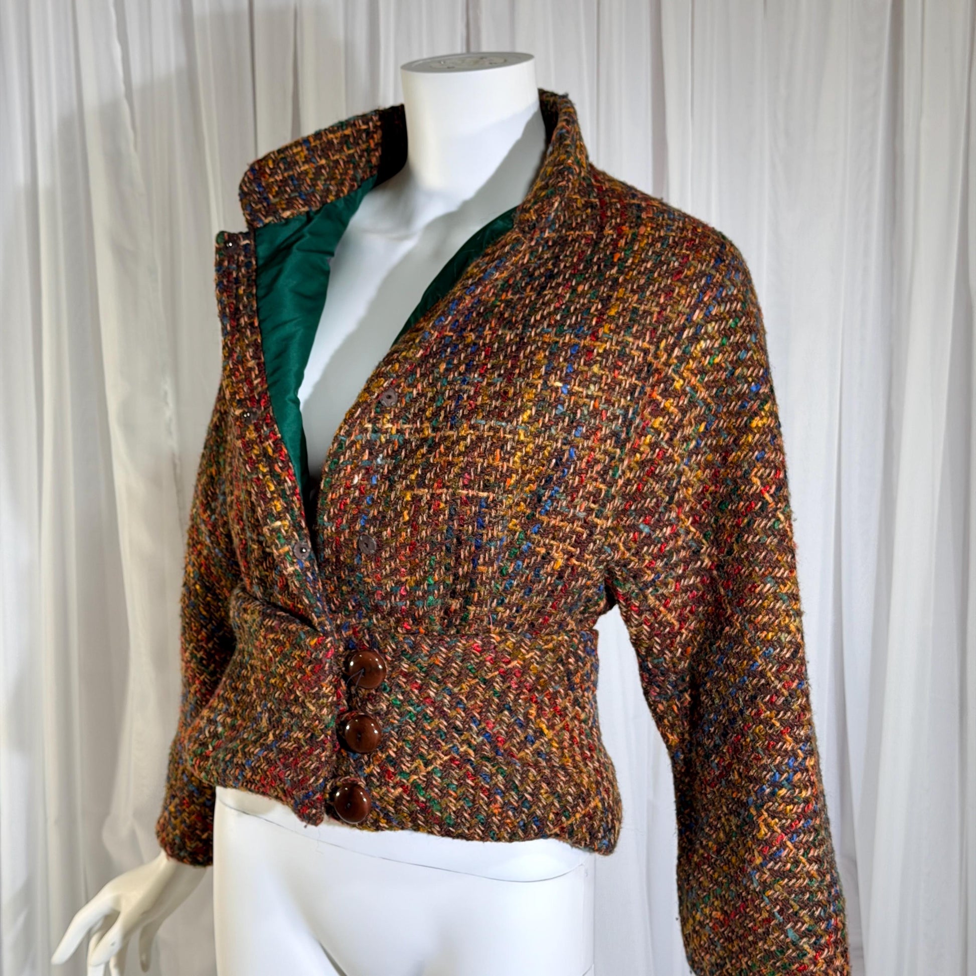 Vintage ARNOLD SCAASI COUTURE Cropped Jacket , 1970s textured wool blazer