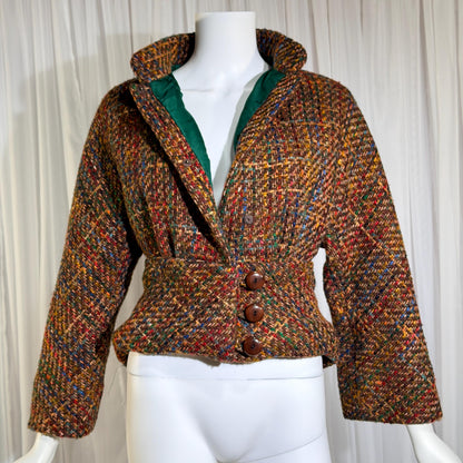 Vintage ARNOLD SCAASI COUTURE Cropped Jacket , 1970s textured wool blazer