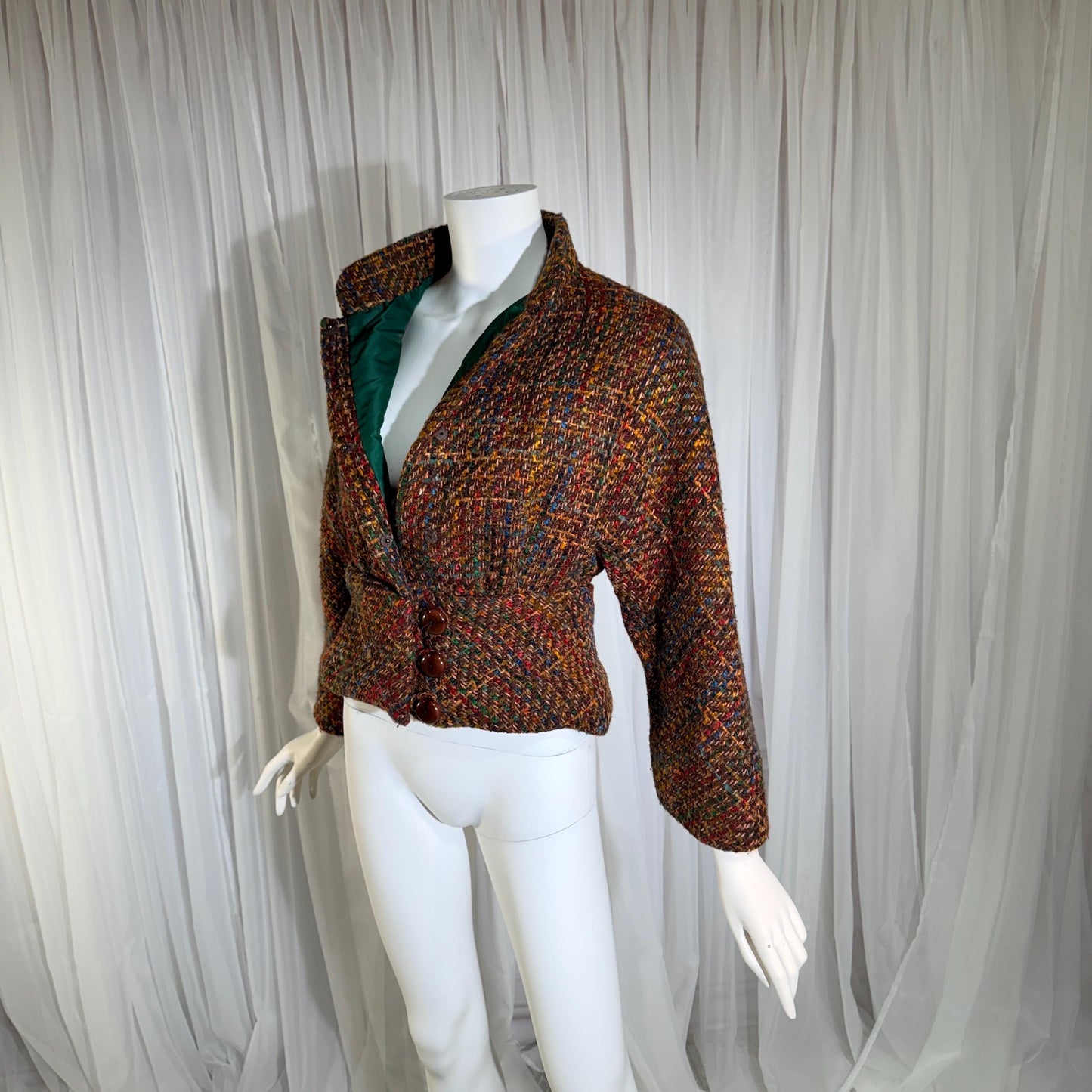 Vintage ARNOLD SCAASI COUTURE Cropped Jacket , 1970s textured wool blazer