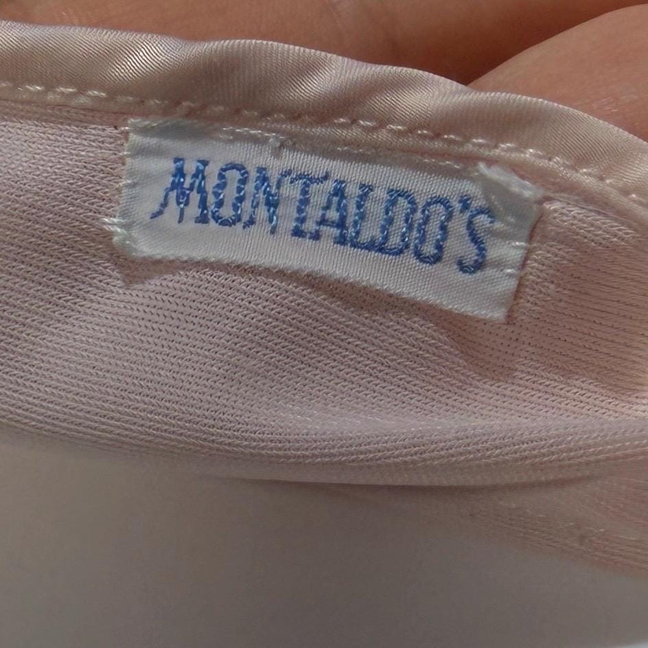vintage 1950s bed night jacket, MONTALDO'S palest pink ruffled evening topper