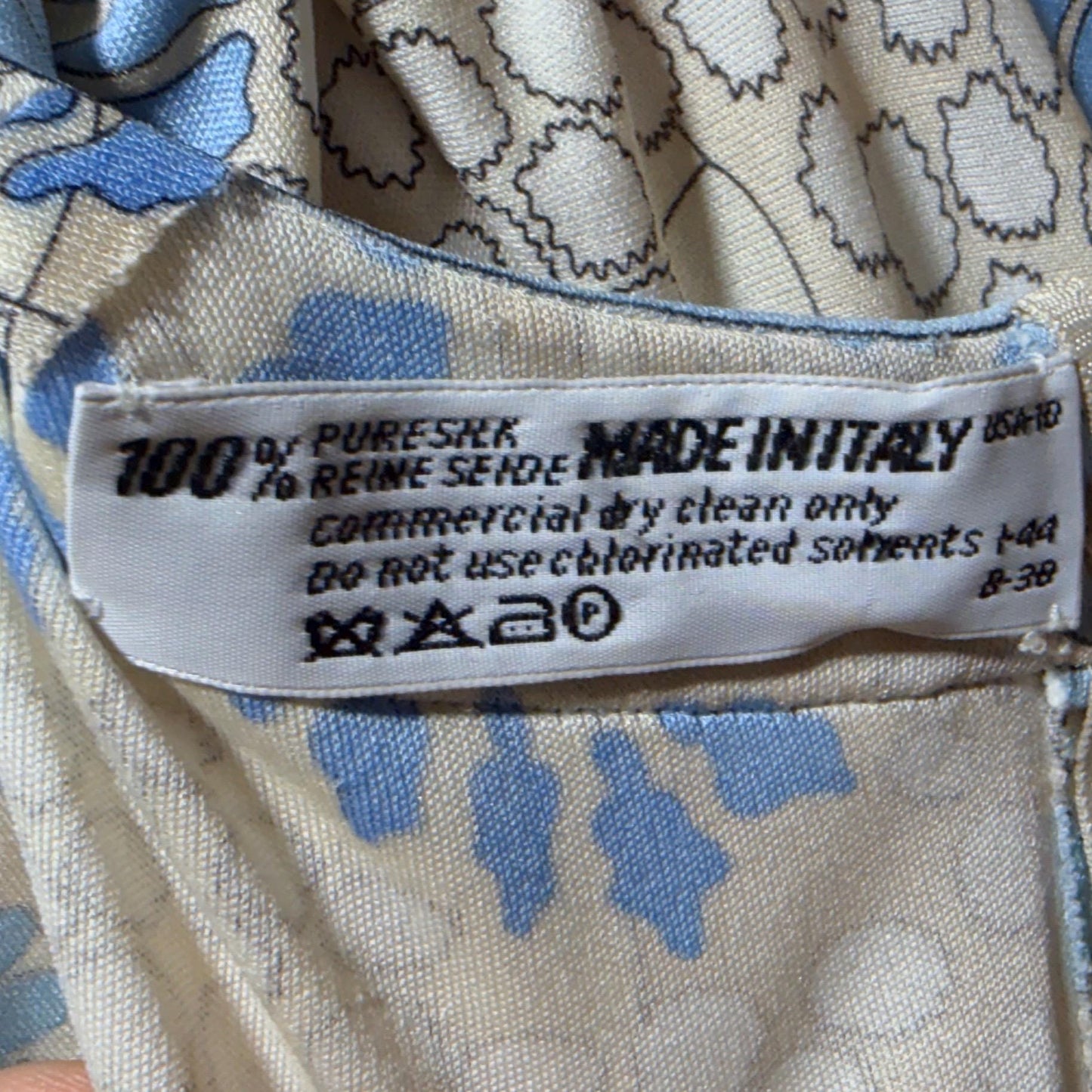 vintage Y2K AVERARDO BESSI Shift Dress, Blue silk abstract floral casual day work dress Medium