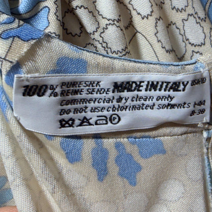 vintage Y2K AVERARDO BESSI Shift Dress, Blue silk abstract floral casual day work dress Medium