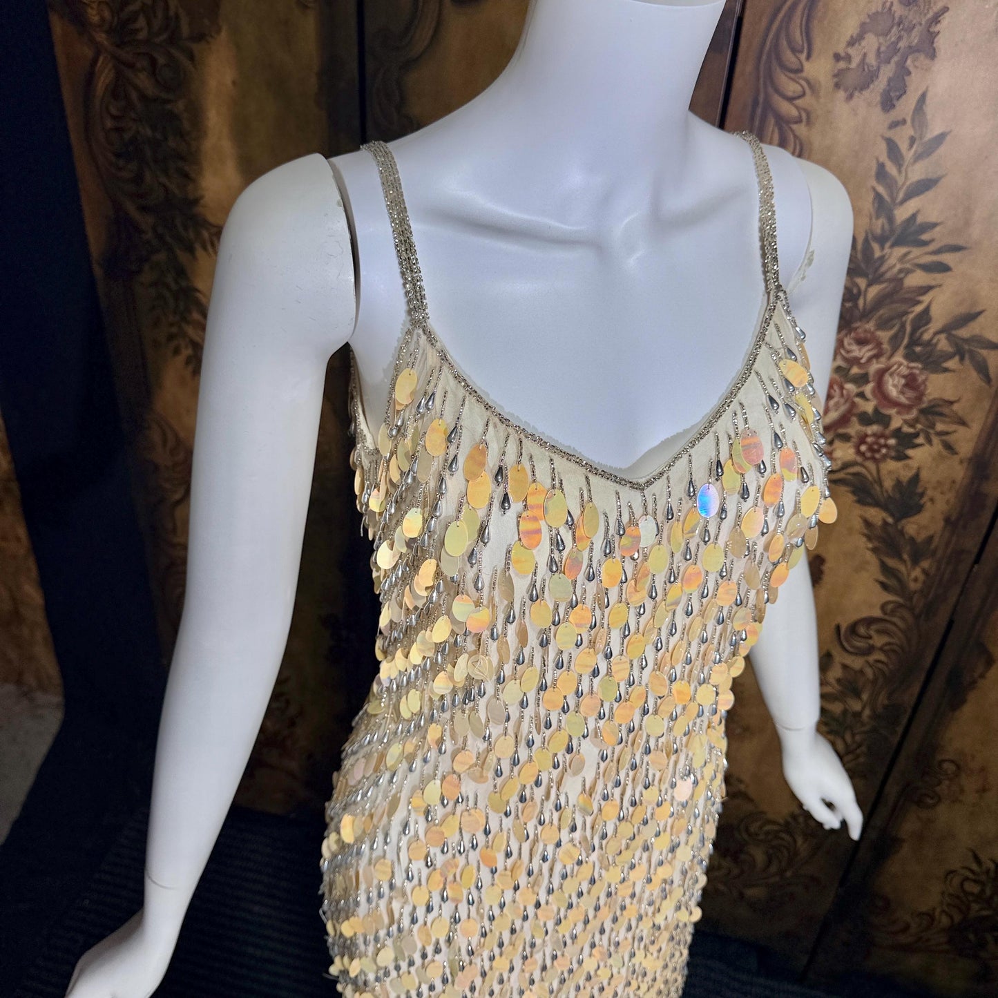 vintage 1980s BLACK TIE Oleg Cassini Cocktail Dress, Neiman Marcus beaded party evening dress