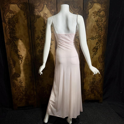 Vintage Nightgown Slip Dress, 1940s Sheer Petal pink nylon Lingerie Dress Unworn
