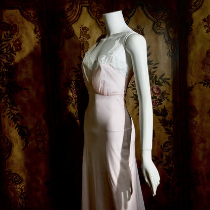 Vintage Nightgown Slip Dress, 1940s Sheer Petal pink nylon Lingerie Dress Unworn