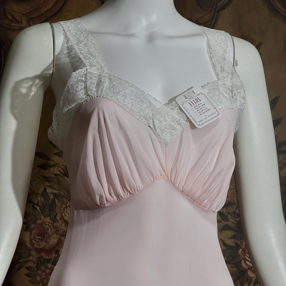 Vintage Nightgown Slip Dress, 1940s Sheer Petal pink nylon Lingerie Dress Unworn