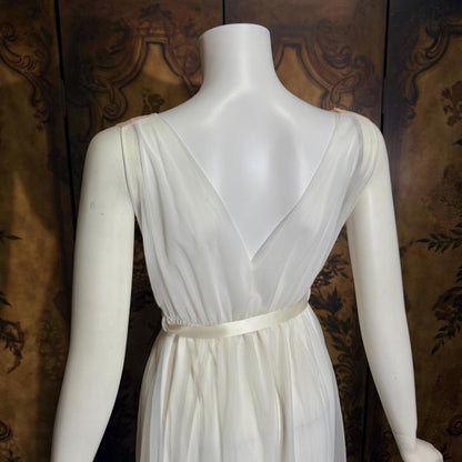 vintage Nightgown Robe Peignoir Set, MERLITA 1960s Sheer white & blush lace lingerie gown