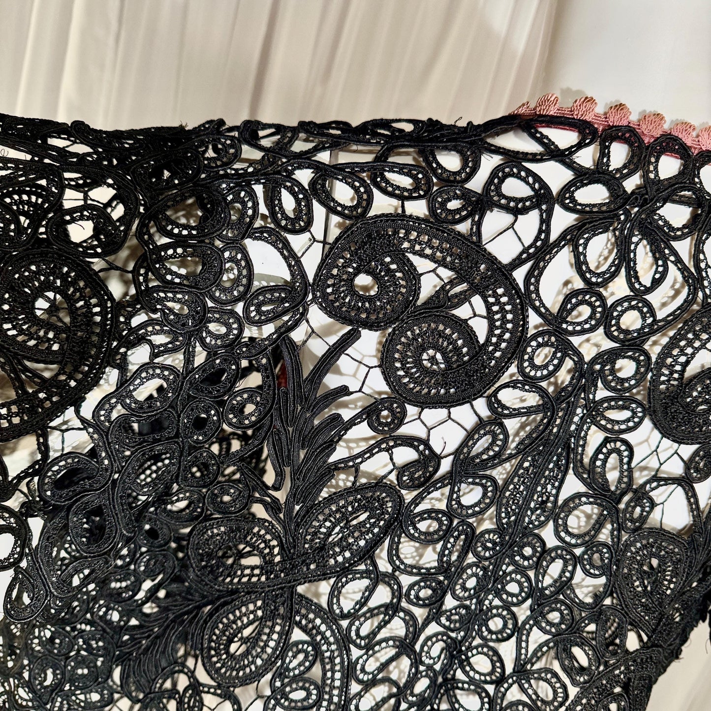 Antique Victorian Mantelet, 1800s Black Tape Lace Bolero Evening Jacket