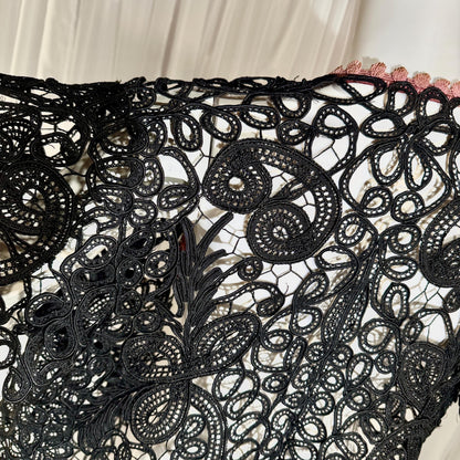 Antique Victorian Mantelet, 1800s Black Tape Lace Bolero Evening Jacket