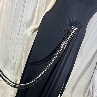 Vintage 1980s LORIS AZZARO evening dress gown, GIORGIO Beverly Hills Black Jersey sheath