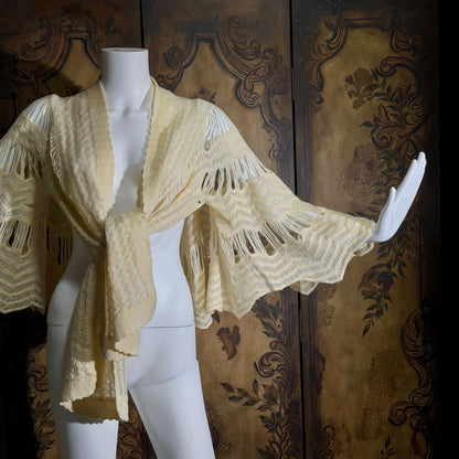 vintage Hand Knit Cape Shawl, LANA Made in Austria wool shoulder wrap