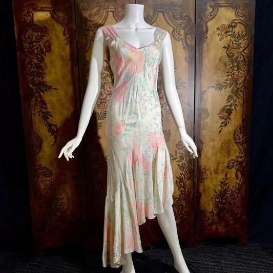 vintage nightgown slip dress, JACALYN BENNETT for Jenna Davies 1990s floral pastel silk lingerie dress