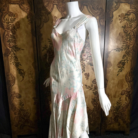 vintage nightgown slip dress, JACALYN BENNETT for Jenna Davies 1990s floral pastel silk lingerie dress