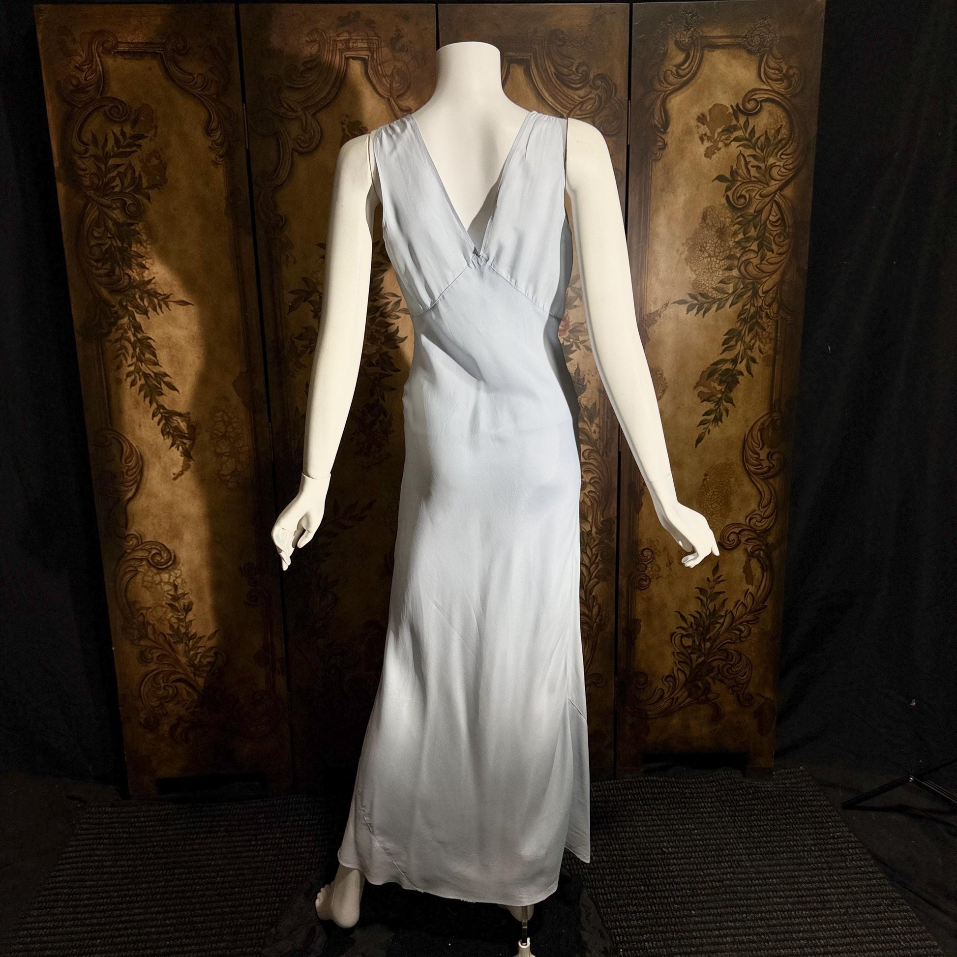 vintage 1930s Nightgown slip dress, Baby Blue Bias Cut Lingerie dress