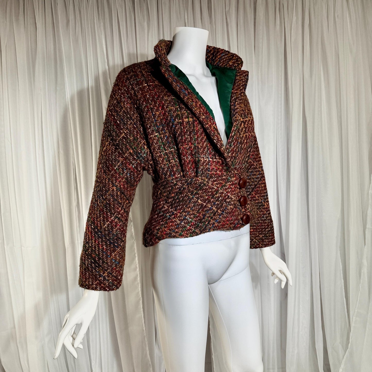 Vintage ARNOLD SCAASI COUTURE Cropped Jacket , 1970s textured wool blazer