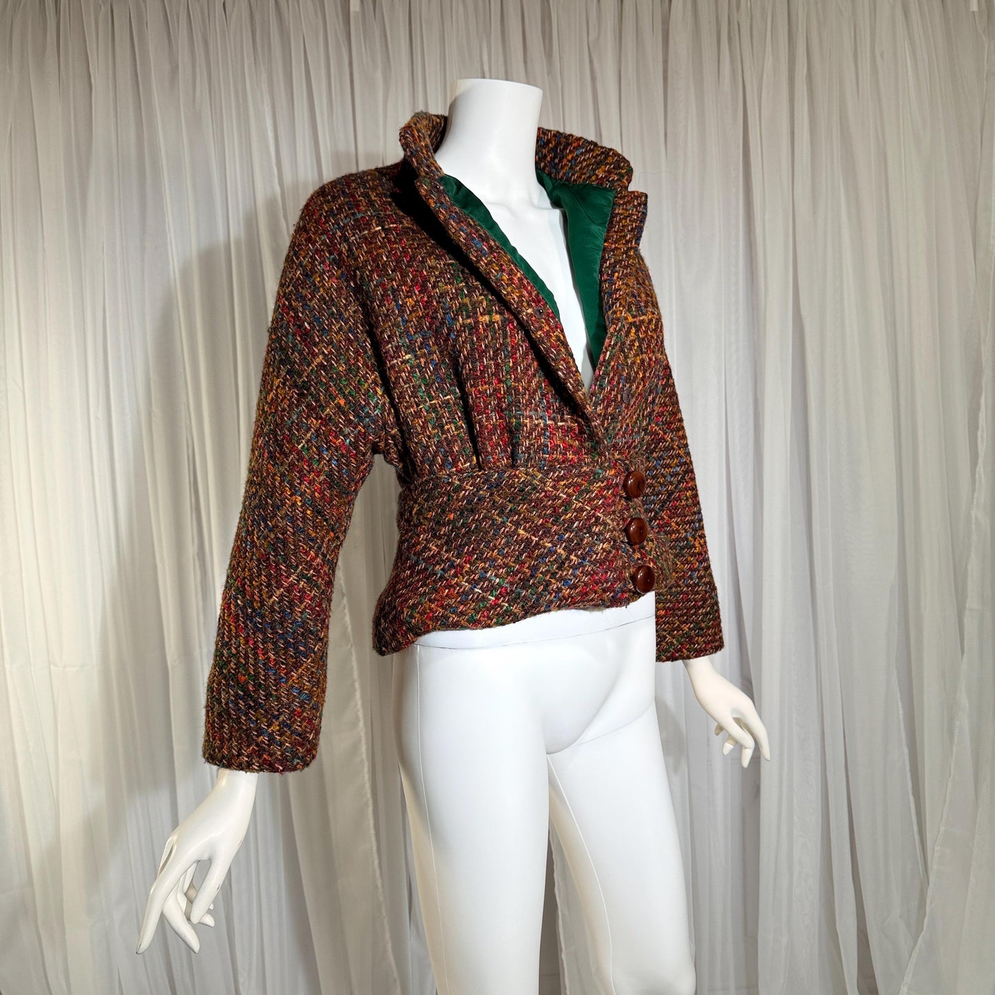 Vintage ARNOLD SCAASI COUTURE Cropped Jacket , 1970s textured wool blazer