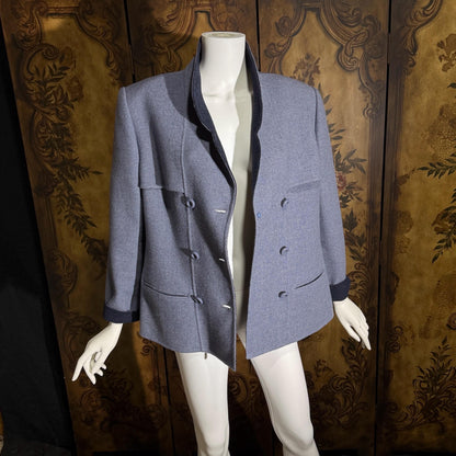 vintage 1980s jacket blazer, ANDRE LAUG for SAKS Federal Blue wool jacket Large