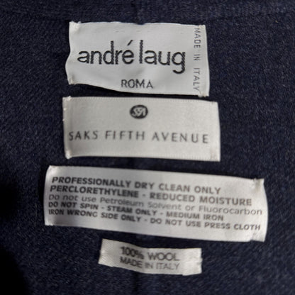vintage 1980s jacket blazer, ANDRE LAUG for SAKS Federal Blue wool jacket Large