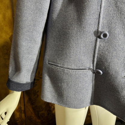 vintage 1980s jacket blazer, ANDRE LAUG for SAKS Federal Blue wool jacket Large