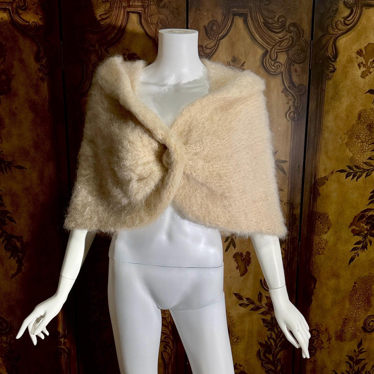 1950s vintage mohair stole wrap, Custom Made evening jacket dinner coat shoulder wrap