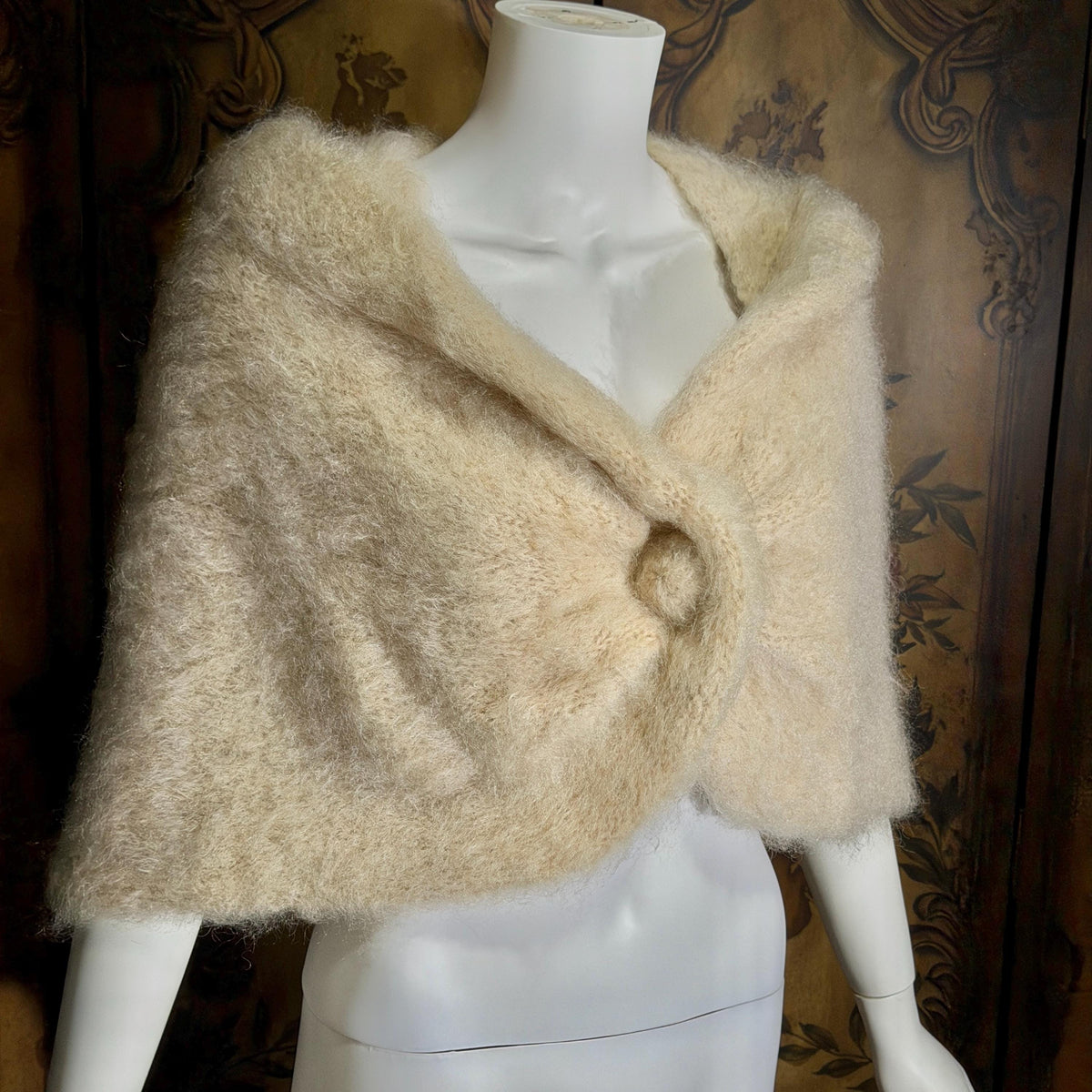 1950s vintage mohair stole wrap, Custom Made evening jacket dinner coat shoulder wrap