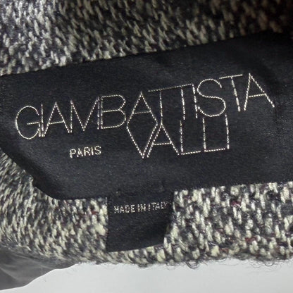 vintage Y2K jacket blazer, GIAMBATTISTA VALLI Black White Tweed wool cropped swing jacket Large