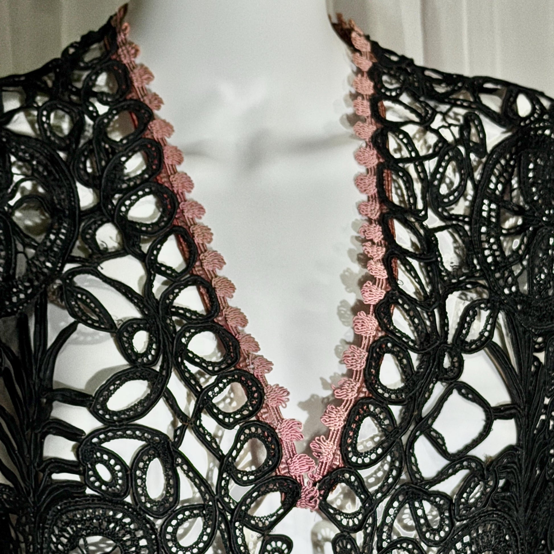 Antique Victorian Mantelet, 1800s Black Tape Lace Bolero Evening Jacket