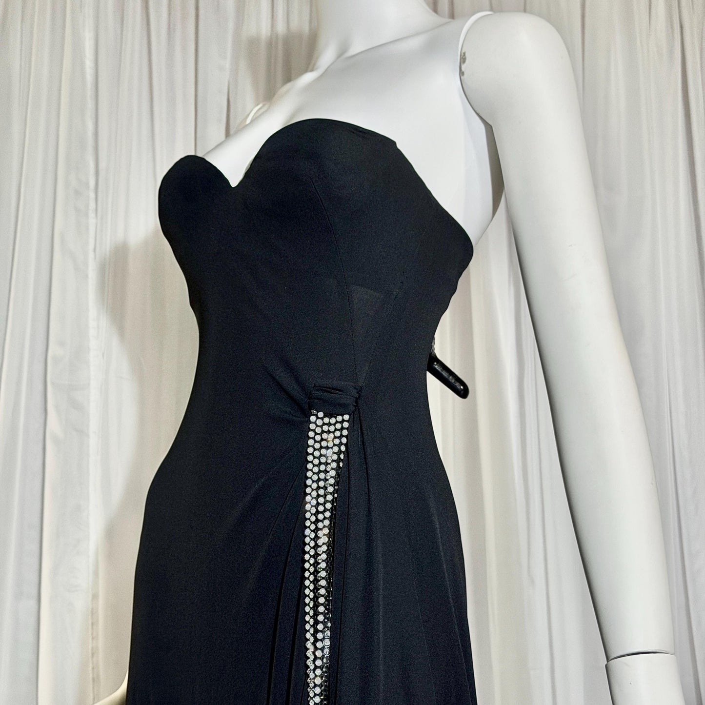 Vintage 1980s LORIS AZZARO evening dress gown, GIORGIO Beverly Hills Black Jersey sheath