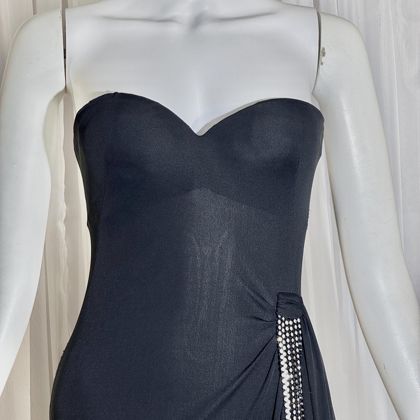 Vintage 1980s LORIS AZZARO evening dress gown, GIORGIO Beverly Hills Black Jersey sheath