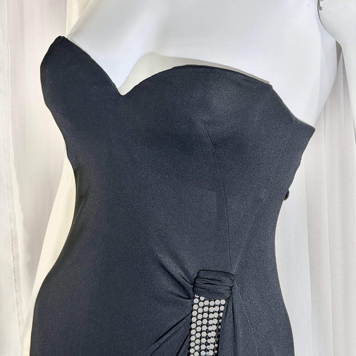 Vintage 1980s LORIS AZZARO evening dress gown, GIORGIO Beverly Hills Black Jersey sheath