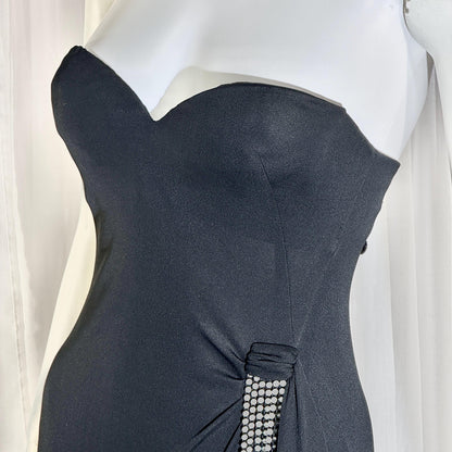 Vintage 1980s LORIS AZZARO evening dress gown, GIORGIO Beverly Hills Black Jersey sheath
