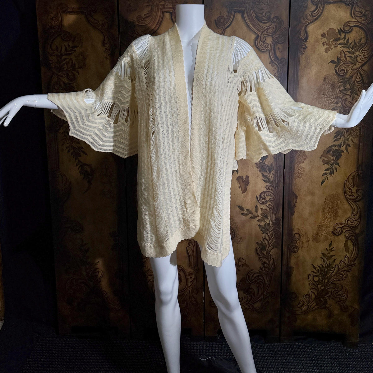 vintage Hand Knit Cape Shawl, LANA Made in Austria wool shoulder wrap