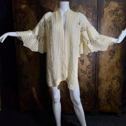vintage Hand Knit Cape Shawl, LANA Made in Austria wool shoulder wrap