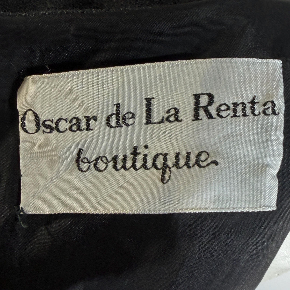 vintage 1970s OSCAR de la RENTA cocktail dress, Black Wool Blend Long Sleeve Office Party dress