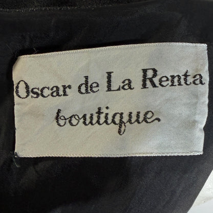 vintage 1970s OSCAR de la RENTA cocktail dress, Black Wool Blend Long Sleeve Office Party dress