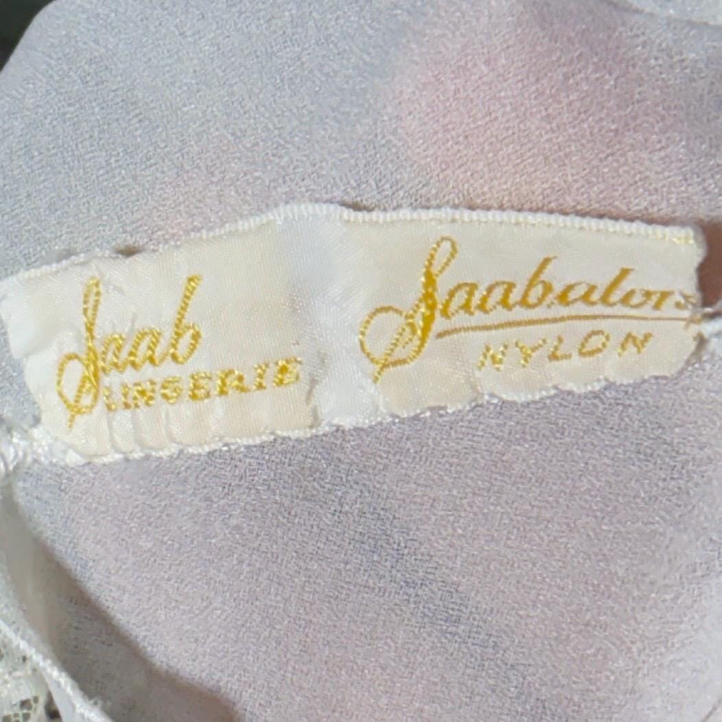 vintage 1940s nightgown slip dress, SAAB bridal white full length lingerie dress