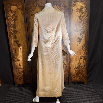 vintage 1960s evening wedding coat, Champagne Silk Maxi Opera Coat