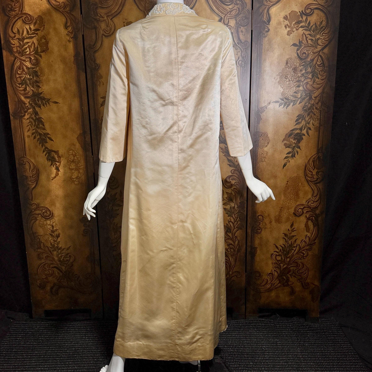 vintage 1960s evening wedding coat, Champagne Silk Maxi Opera Coat