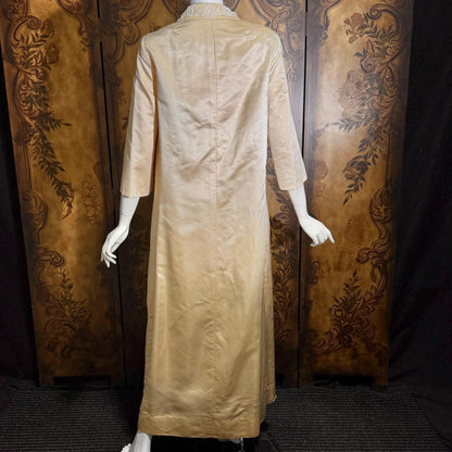 vintage 1960s evening wedding coat, Champagne Silk Maxi Opera Coat