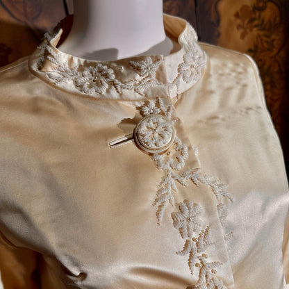 vintage 1960s evening wedding coat, Champagne Silk Maxi Opera Coat