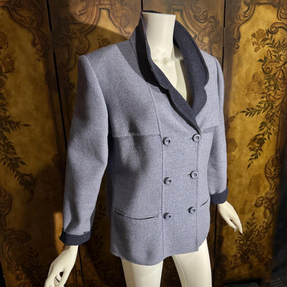 vintage 1980s jacket blazer, ANDRE LAUG for SAKS Federal Blue wool jacket Large