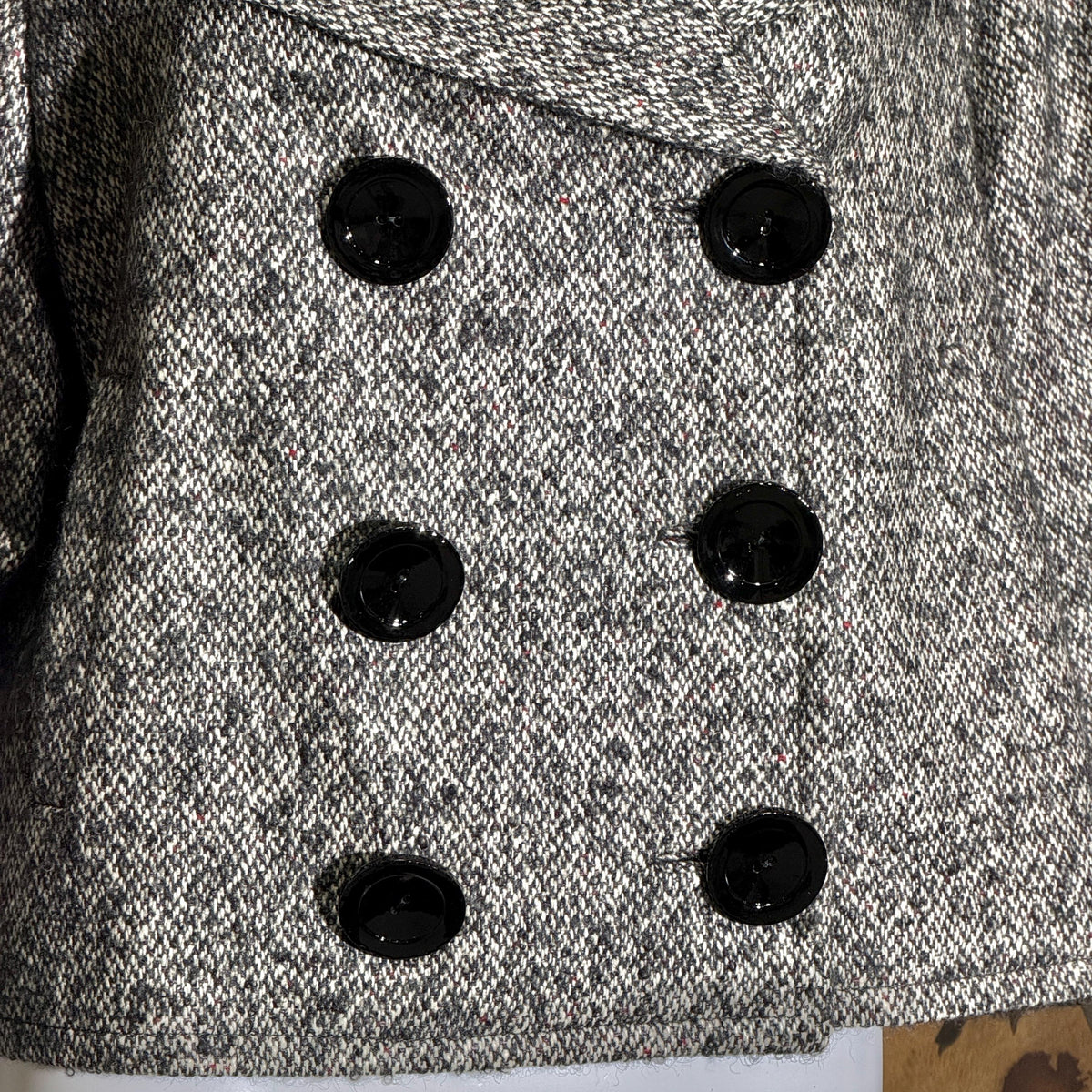 vintage Y2K jacket blazer, GIAMBATTISTA VALLI Black White Tweed wool cropped swing jacket Large