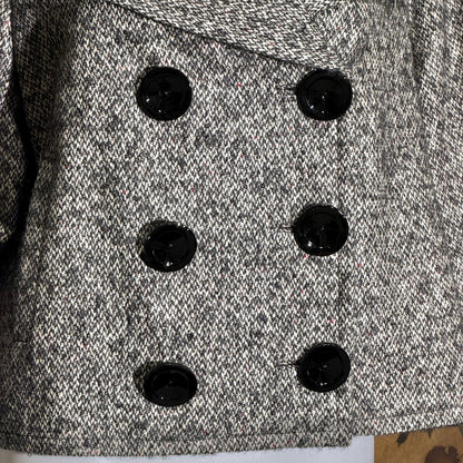 vintage Y2K jacket blazer, GIAMBATTISTA VALLI Black White Tweed wool cropped swing jacket Large