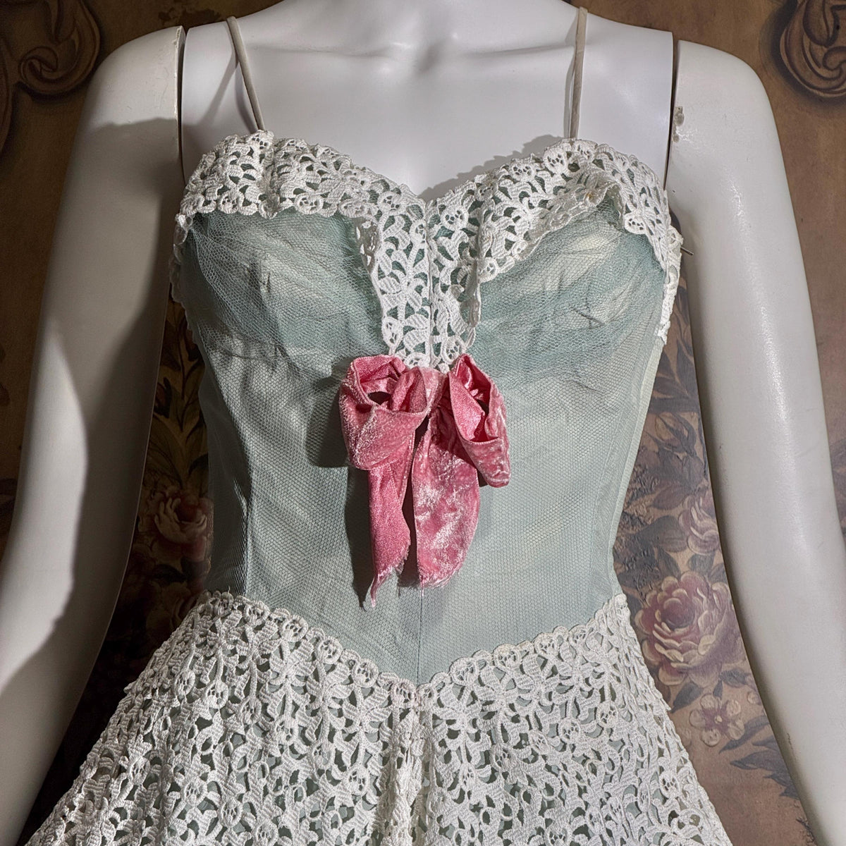 vintage 1950s Cupcake Ball Gown, COTILLION Dusty Blue Formal Evening Prom dress